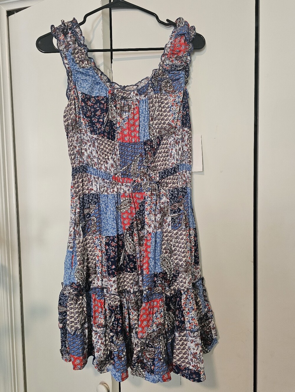 Boot Barn Patchwork Ruffle Sundress - Blue & Red Large